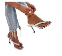 Sandales Femmes, Sandale Femme Confortable Tongs élégantes à Talons Hauts for Femmes, Sandales Noires et Blanches, Pantoufles, Chaussures d'été Dames, Pointures 36 42(White,39)