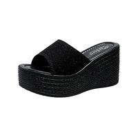 Sandales Femmes-Sandales d'été à la mode talon compensé semelle épaisse bouche de poisson couleur unie multicolore pantoufle décontractée
