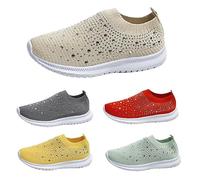 Sandales fermées à l'avant pour femme - Légères - Confortables - Softshell - Chaussures de marche pour femme - Slim-Simply Stretch - Sandales de sport confortables avec strass scintillants