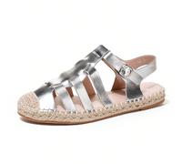 Sandales fermées de pêcheur pour femmes avec semelle tressée et brides réglables Cette sandale de pêcheur fermée pour femme est dotée de multiples brides croisées qui épousent parfaitement la forme du