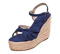 Sandales Fermées Femme, Espadrille Femmes Classiques Compensé Bout Fermé Sandalettes Été Toile Sandalette Chic Confort Sandales Ete Chaussures Chaussure