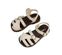 Sandales fermées pour fille - Sandales d'été - Sandales de plage antidérapantes - Chaussures d'été respirantes pour écolière, Blanc., 32 EU