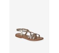 Sandales fille cuir scratchées or 35