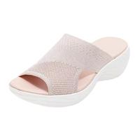 Sandales for femmes avec soutien de la voûte plantaire, confortables, antidérapantes, à bout ouvert, plateforme compensée, sandales de marche orthopédiques, bride à la cheville réglable(Pink,35 EU)