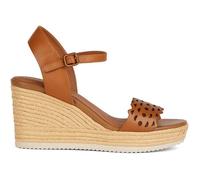 Sandales Geox D45GVA - Femme - Cuir - Cognac - Marron - 5 cm - Boucle de serrage - Basse - Adulte - Plat 41