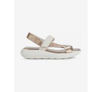 Sandales Geox Spherica EC5W en cuir blanc et cuivre brillant pour femme. - 36