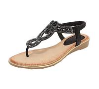Sandales habillées pour femme Talon pente Creux Couleur unie Fond Plat Bout Grande Taille Sandales Femmes Talon Bas Chaussures compensées Vert, Noir , 39.5 EU