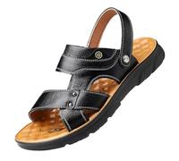 Sandales Homme Cuir à Bride Arrière Mules Homme à Bout Ouvert Nu-Pieds Perforés Semelle Épaisse et Lit de Pied Texturé Chaussures Été Ouvertes pour Plage Marche Conduite Travail et Loisirs