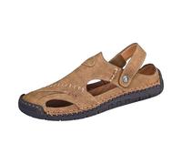Sandales Homme Cuir Ajourées à Bord Décoratif Mocassins Perforé Basket Running Sport Été Slip-On à Enfiler avec Bride Arrière Sandale Bout Fermé à Semelle Crantée pour Plage Marche Conduite et Loisirs