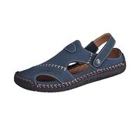 Sandales Homme Cuir Ajourées à Bord Décoratif Mocassins Perforé Basket Running Sport Été Slip-On à Enfiler avec Bride Arrière Sandale Bout Fermé à Semelle Crantée pour Plage Marche Conduite et Loisirs