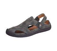 Sandales Homme Cuir Ajourées à Bord Décoratif Mocassins Perforé Basket Running Sport Été Slip-On à Enfiler avec Bride Arrière Sandale Bout Fermé à Semelle Crantée pour Plage Marche Conduite et Loisirs