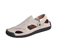 Sandales Homme Cuir Ajourées à Bord Décoratif Mocassins Perforé Basket Running Sport Été Slip-On à Enfiler avec Bride Arrière Sandale Bout Fermé à Semelle Crantée pour Plage Marche Conduite et Loisirs