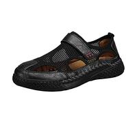 Sandales Homme Cuir Semelle antidérapante et cordon de serrage réglable bout fermé protection des orteils pour Randonnée, Trekking Sport marche, Streetwear looks quotidiens