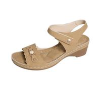 Sandales larges à talon bloc pour femme, bout ouvert à la cheville et sangle réglable, chaussures habillées élégantes respirantes à séchage rapide pour randonnée en montagne, marron, 37 EU