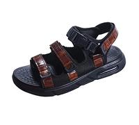 Sandales larges ouvertes pour homme - Pour diabétiques - En cuir - Confortables - Sandales à plateforme - Sandales ergonomiques ajourées - Chaussures d'été antidérapantes - Sandales de randonnée rétro