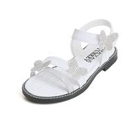 Sandales larges pour fille - Bout fermé - Semelle en caoutchouc souple - Chaussures aquatiques - Robe princesse plate, blanc, 13.5 UK 3X-Narrow