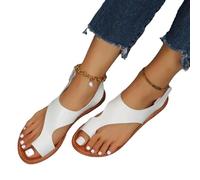 Sandales légères pour Femmes, correctrices d'oignons pour Gros Orteils, antidérapantes, soulageant Les oignons, Sandales Plates d'été pour Femmes(White,36 EU)
