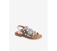 Sandales multi-brides cuir enfant collection maternelle lilas 25
