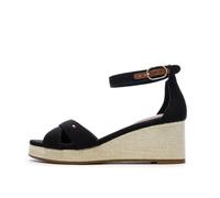 Tommy Hilfiger Espadrilles Compensées Femme Flag Criss-Cros Mid à Bride Cheville, Noir (Black), 39