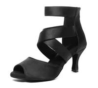 Sandales Noires à Semelles rigides for Femmes, Talons Hauts de 10 cm, for Danse Latine, Jazz Moderne, fête d'été, Salle Bal, Spectacle Pole Dance(42)