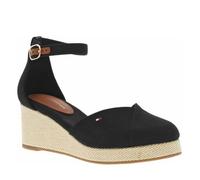 Sandales noires avec le logo brodé en petit à talon compensé et à bout fermé 41