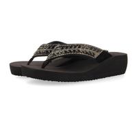 SANDALES NOIRES AVEC SEMELLE COMPENSÉE ET ORNEMENTS DE CRISTAUX POUR FEMME DEVICES