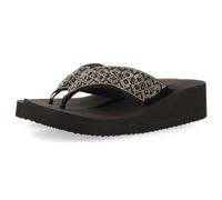 SANDALES NOIRES AVEC SEMELLE COMPENSÉE ET ORNEMENTS DE STRASS POUR FEMME DRENOVE