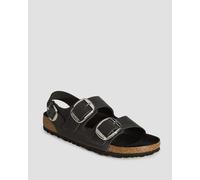 Sandales Noires Pour Femmes Birkenstock Milano Big Buckle Oiled Leather Narrow 1024953-black