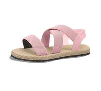 Sandales Omen pour femme avec coutures creuses et gros talon - Grande taille - Bout ouvert - Décontracté - Pour les vacances à la plage, rose, 39.5 EU X-Étroit