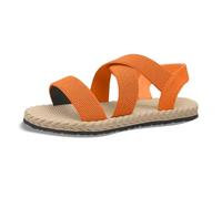 Sandales Omen pour femme avec coutures creuses et gros talon - Grande taille - Bout ouvert - Décontracté - Pour les vacances à la plage, Orange, 37.5 EU X-Étroit