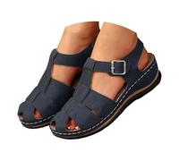 Sandales Orthopédique Femme Été Sandale Compensées Confortable Plateforme Pantoufles de Plage Antidérapantes Chaussures Bohême Décontractées Chaussons Vintage Bout Ouvert pour Vacances Marche