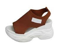 Sandales Orthopédique Femme Été Sandale Compensées Confortable Plateforme Pantoufles de Plage Antidérapantes Chaussures Bohême Décontractées Chaussons Vintage Bout Ouvert pour Vacances Marche