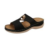 Sandales Orthopedique Femmes été Compensé Claquettes Rétro Évidé Claquette à Soutien Plantaire Pantoufles Confort Anti-dérapant Chaussons Bout Ouvert Pantoufle Elégant de Vacances Plage Marche