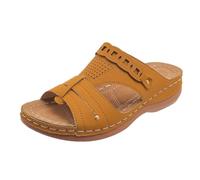 Sandales Orthopedique Femmes été Compensé Claquettes Rétro Évidé Claquette à Soutien Plantaire Pantoufles Confort Anti-dérapant Chaussons Bout Ouvert Pantoufle Elégant de Vacances Plage Marche