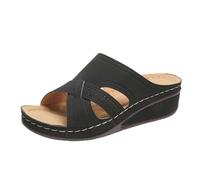Sandales Orthopedique Femmes été Compensé Claquettes Rétro Évidé Claquette à Soutien Plantaire Pantoufles Confort Anti-dérapant Chaussons Bout Ouvert Pantoufle Elégant de Vacances Plage Marche