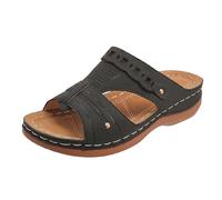 Sandales Orthopedique Femmes été Compensé Claquettes Rétro Évidé Claquette à Soutien Plantaire Pantoufles Confort Anti-dérapant Chaussons Bout Ouvert Pantoufle Elégant de Vacances Plage Marche