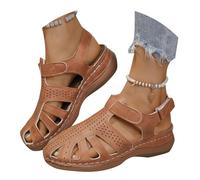 Sandales orthopédiques à bout fermé pour femme avec soutien de la voûte plantaire - Tongs confortables pour femme - Semelle intérieure rembourrée - Sandales à plateforme élégantes, marron, 37 EU