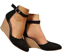 Sandales orthopédiques à bout fermé pour femme - Large largeur - Sangle de cheville réglable - Soutien de la voûte plantaire - Chaussures habillées pour l'été, la plage, la marche et la marche, Noir