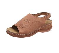 Sandales orthopédiques à plateforme confortables orthopédiques à bout ouvert pour femme - Semelle antidérapante - Chaussures de plage - Sandales de marche en cuir avec soutien de la voûte plantaire