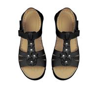 Sandales orthopédiques à plateforme pour fasciite plantaire, confort compensé à bout ouvert et sangle de cheville, sandales d'été larges en cuir avec soutien de la voûte plantaire, Noir , 40 EU