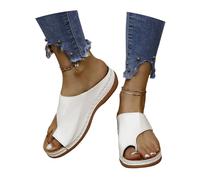 Sandales Orthopédiques À Séparateur D'orteils Chaussons for Hallux Valgus for Femmes Pantoufles D'été En Cuir PU Chaussons À Plateforme En Caoutchouc Chaussures De Plage De Loisirs(White,39 EU)