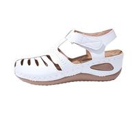 Sandales orthopédiques à talon compensé pour femme - Soutien de la voûte plantaire - Coupe large - Sandales d'été décontractées, blanc, 6 UK 3X-Narrow