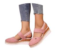 Sandales orthopédiques compensées à bout fermé pour femme, habillée d'été, décontractée, confortable, légère, sandales de marche antidérapantes avec boucle réglable et sangle de cheville, C rose