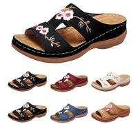 Sandales orthopédiques compensées pour femme, avec soutien de la voûte plantaire, sandales d'été confortables, habillées et décontractées, sandales de plage vintage, grande largeur, style bohème