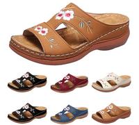 Sandales orthopédiques compensées pour femme, avec soutien de la voûte plantaire, sandales d'été confortables, habillées et décontractées, sandales de plage vintage, grande largeur, style bohème