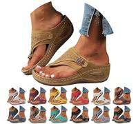 Sandales orthopédiques compensées pour femme, avec soutien de la voûte plantaire, sandales d'été confortables, habillées et décontractées, sandales de plage vintage, grande largeur, style bohème