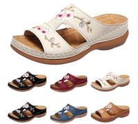 Sandales orthopédiques compensées pour femme, avec soutien de la voûte plantaire, sandales d'été confortables, habillées et décontractées, sandales de plage vintage, grande largeur, style bohème