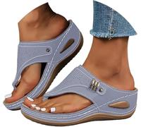 Sandales orthopédiques compensées pour femme, avec soutien de la voûte plantaire, sandales d'été confortables, habillées et décontractées, sandales de plage vintage, grande largeur, style bohème