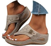 Sandales orthopédiques compensées pour femme, avec soutien de la voûte plantaire, sandales d'été confortables, habillées et décontractées, sandales de plage vintage, grande largeur, style bohème