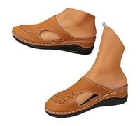 Sandales orthopédiques compensées pour femme, sandales à bout fermé, à bout rond, à plateforme ajourée, style romain, respirantes avec soutien de la voûte plantaire, sandales décontractées à talons